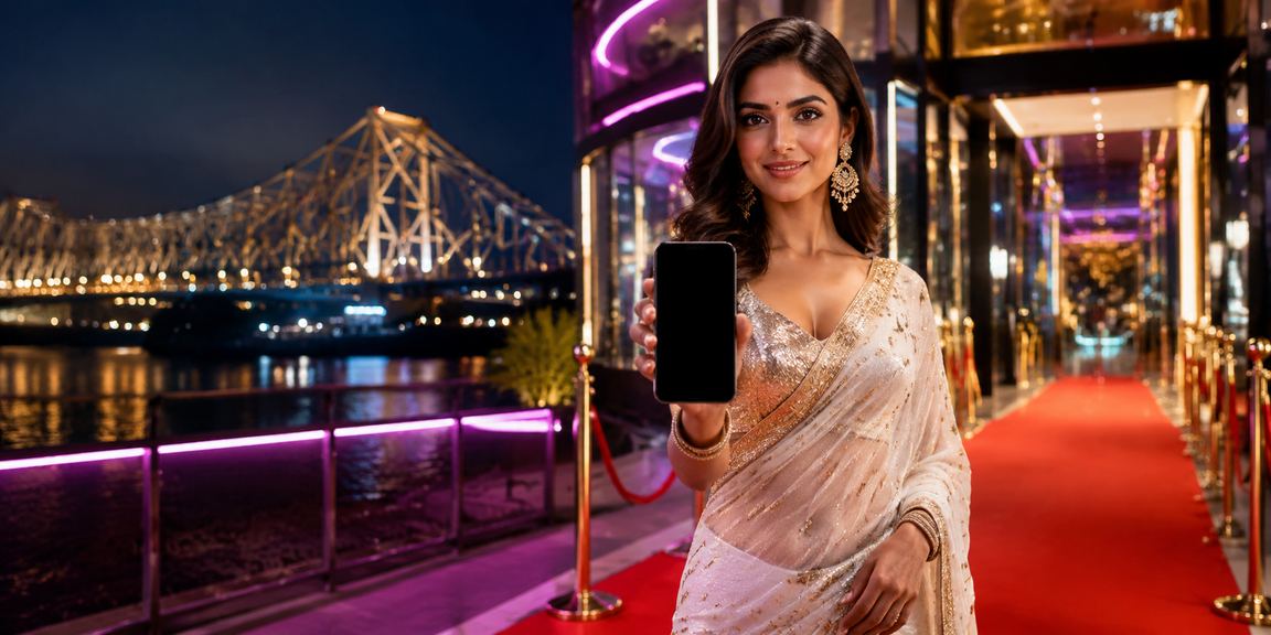 Woman enjoying slots on mobile app in Kolkata